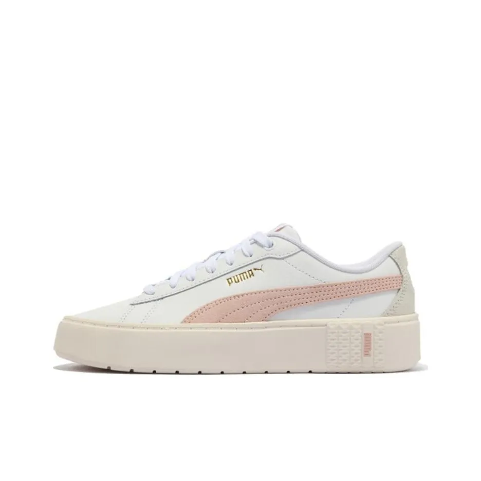PUMA Smash Platform Low Top Skateboard Shoes Women's White Pink