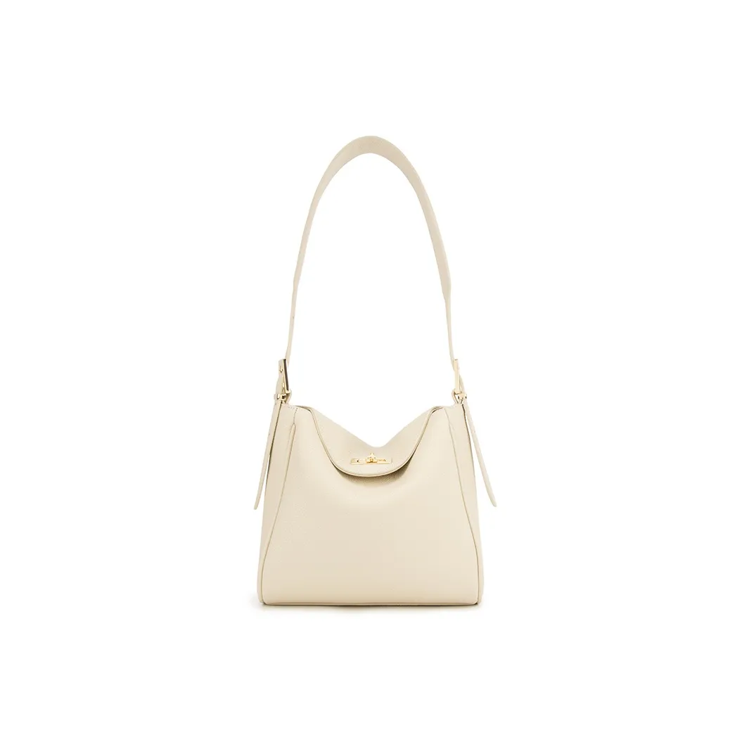 ELLE Сумка через плечо из крупнозернистой текстуры коровьей кожи среднего размера Женская Белая Серый Розовый Черный