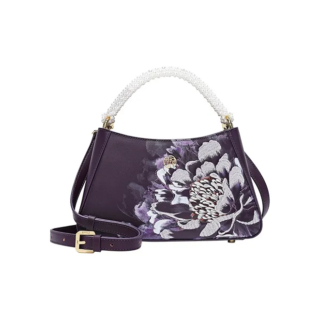 Ancient Yi Xi Cow Leather One Shoulder Handbag Trumpets Women's Plum Purple