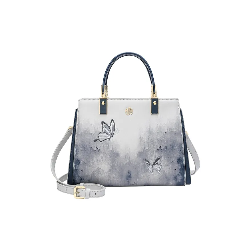 Ancient Yi Xi Cow Leather Cheongsam One Shoulder Handbag Women's Distant Mountain Blue