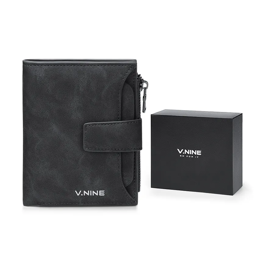 V.NINE Synthetic Leather Men's Short Wallet Card Holder Medium Size Men's Black/Brown/Blue