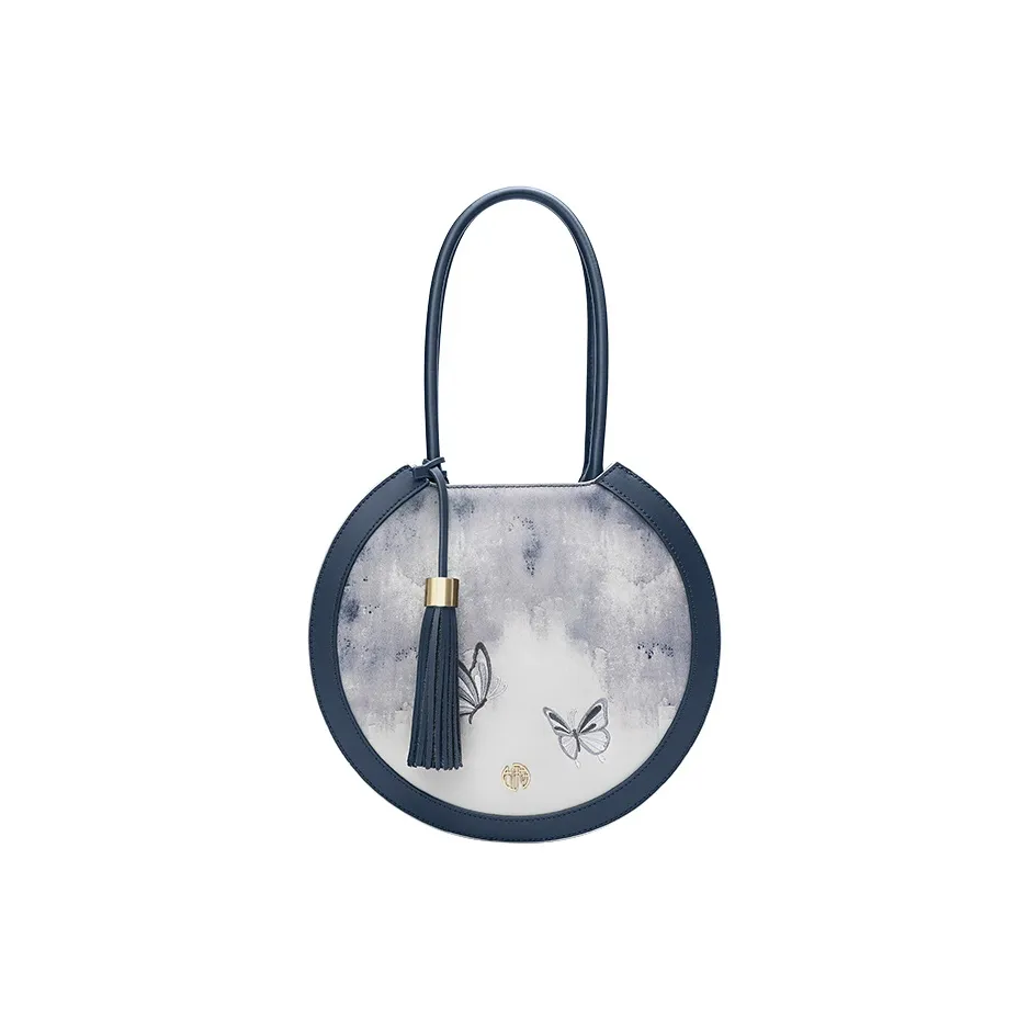 Ancient Yi Xi Cow Leather Niche Premium Handbag, Shoulder Bag Women's Distant Mountain Blue