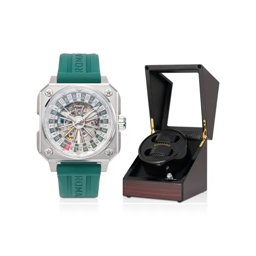 ROMAGO Автоматический Механический Movement Мужские Часы Roulette Collection 46,5mm*46,5mm*16,5mm Зеленые