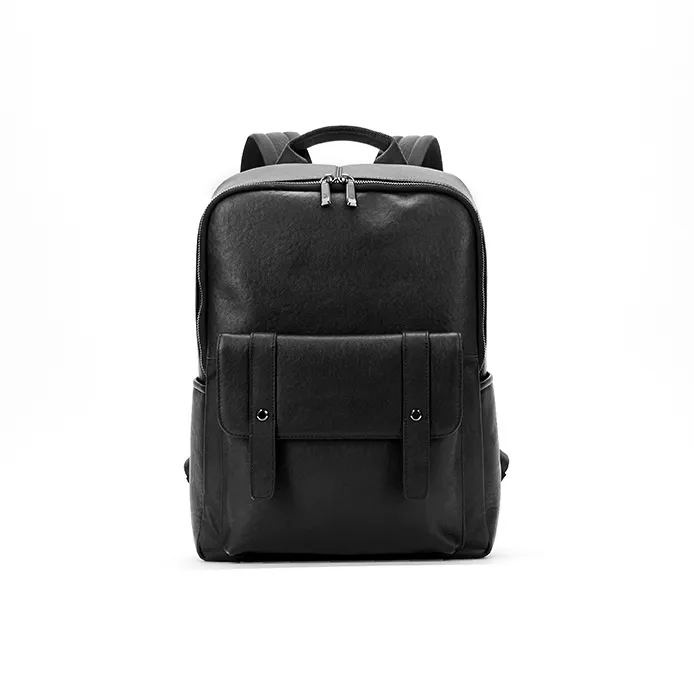 HLA Рюкзак из крупнозернистой текстуры коровьей кожи сумка для ноутбука унисекс черный