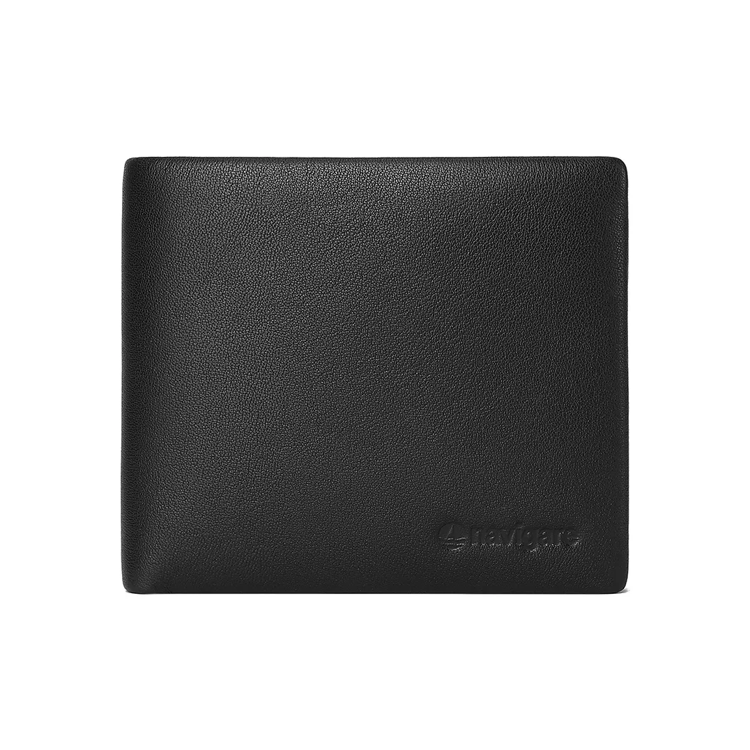 NAVIGARE Кошелек из крупнозернистой текстуры коровьей кожи кошелек кошелек унисекс черный