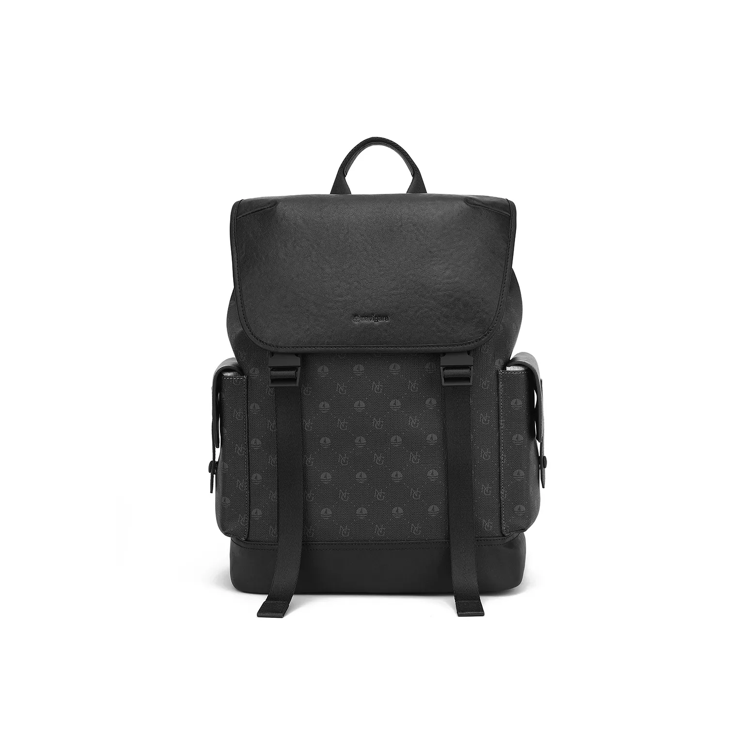 NAVIGARE Top Grain Cow Leather PVC Backpack Laptop Bag Regular Men's Black