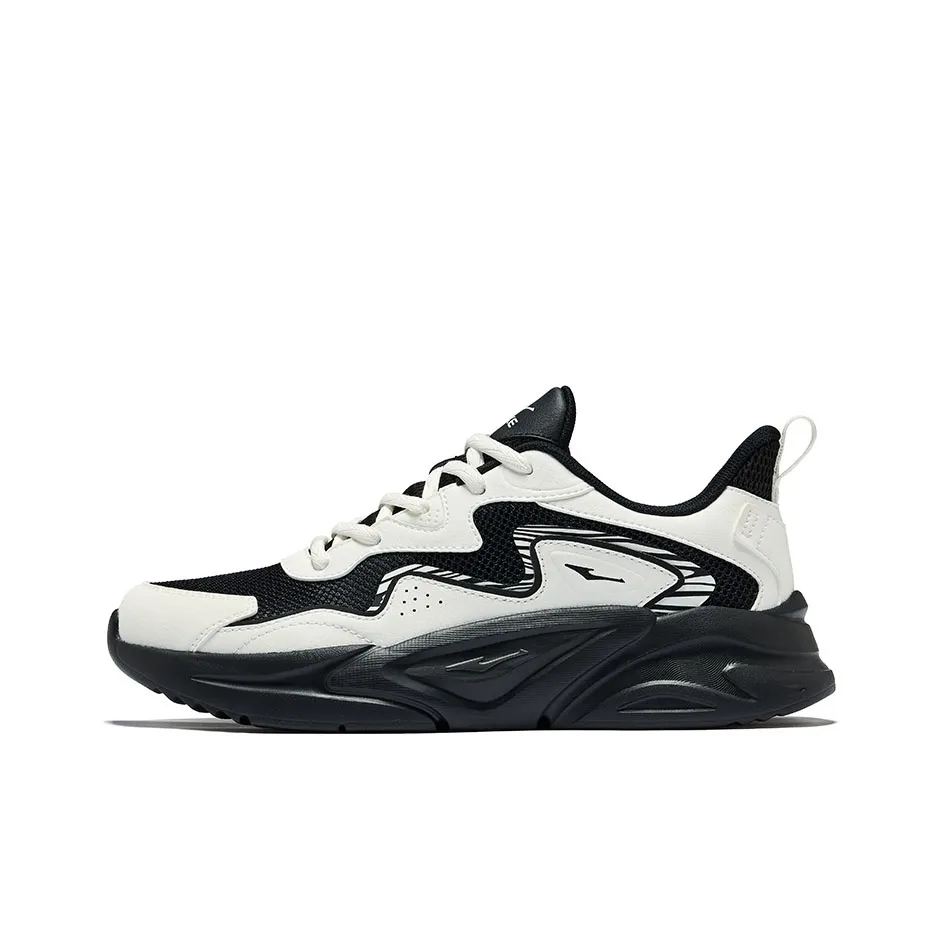 Erke Chuanliu 2.0 Cushioned Wear-Resistant Breathable Low-Top Casual Shoes Men's Jet Black Microcrystal White