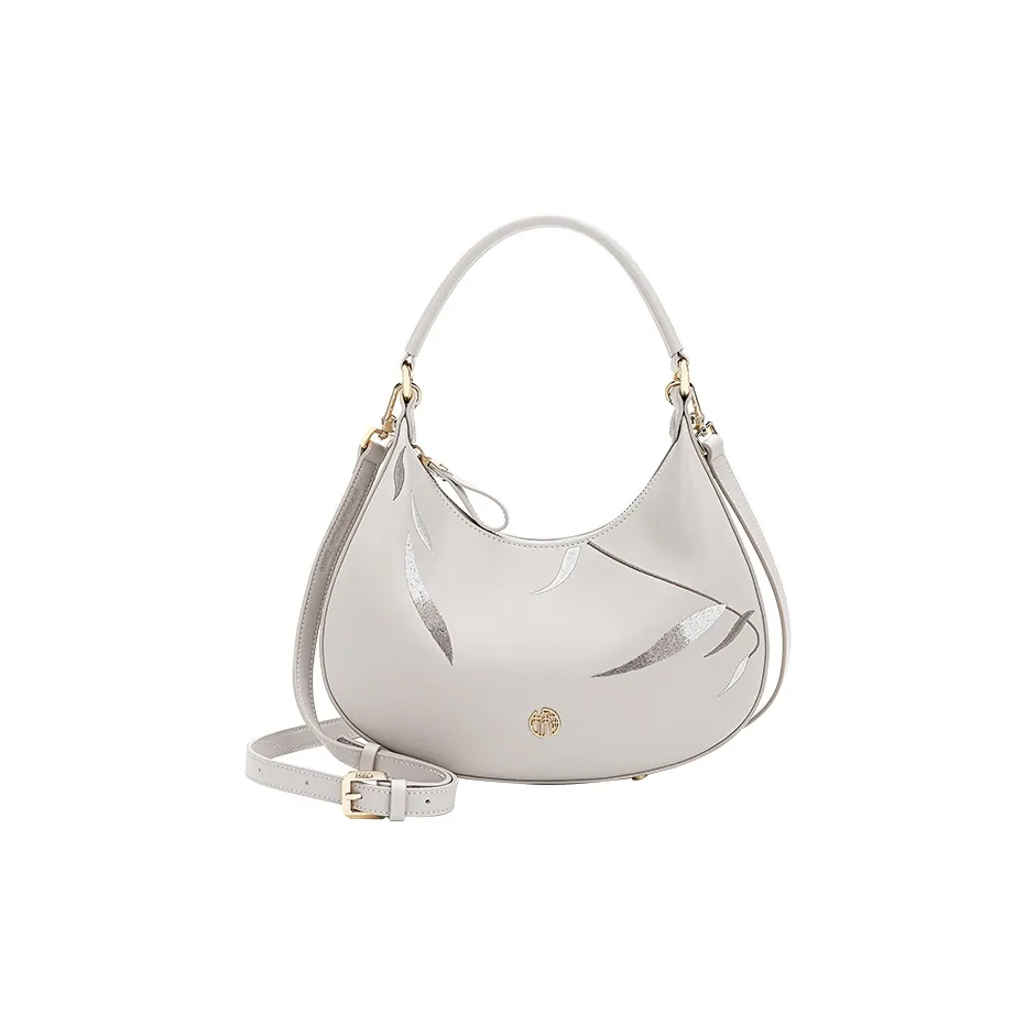 Ancient Yi Xi Cow Leather Niche Premium Hanfu Crossbody Underarm One Shoulder Handbag Regular Women's Plain White