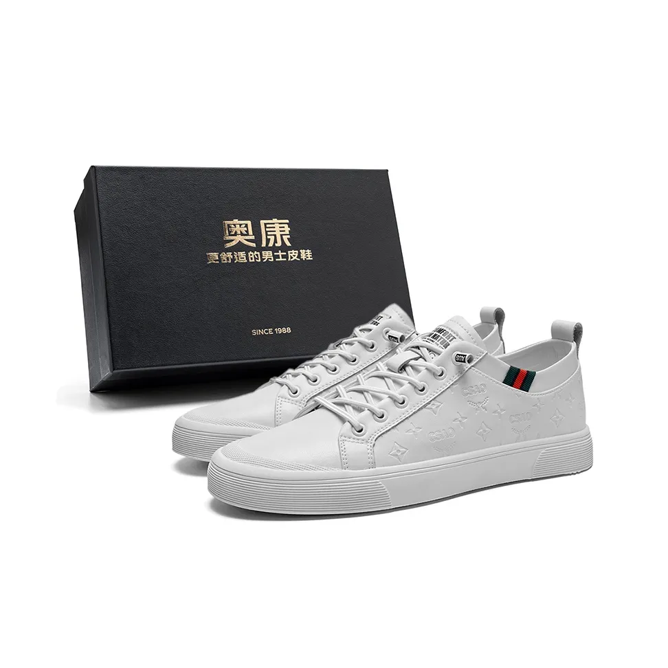 AOKANG Casual Shoes Men Low Top White/All Black/Black