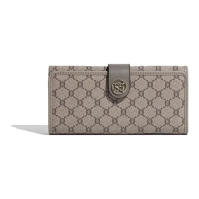 DOSRFINI PVC Multiple Card Slots Long Clutch Wallet Women's Apricot/Black Green/Brown