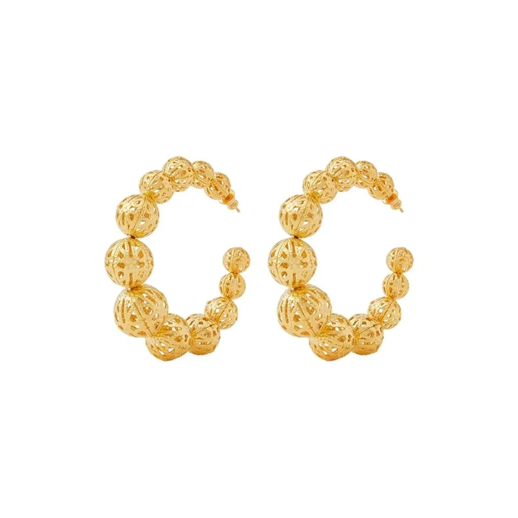 Серьги-кольца SATELLITE с золотым покрытием большой HOOP женские золото