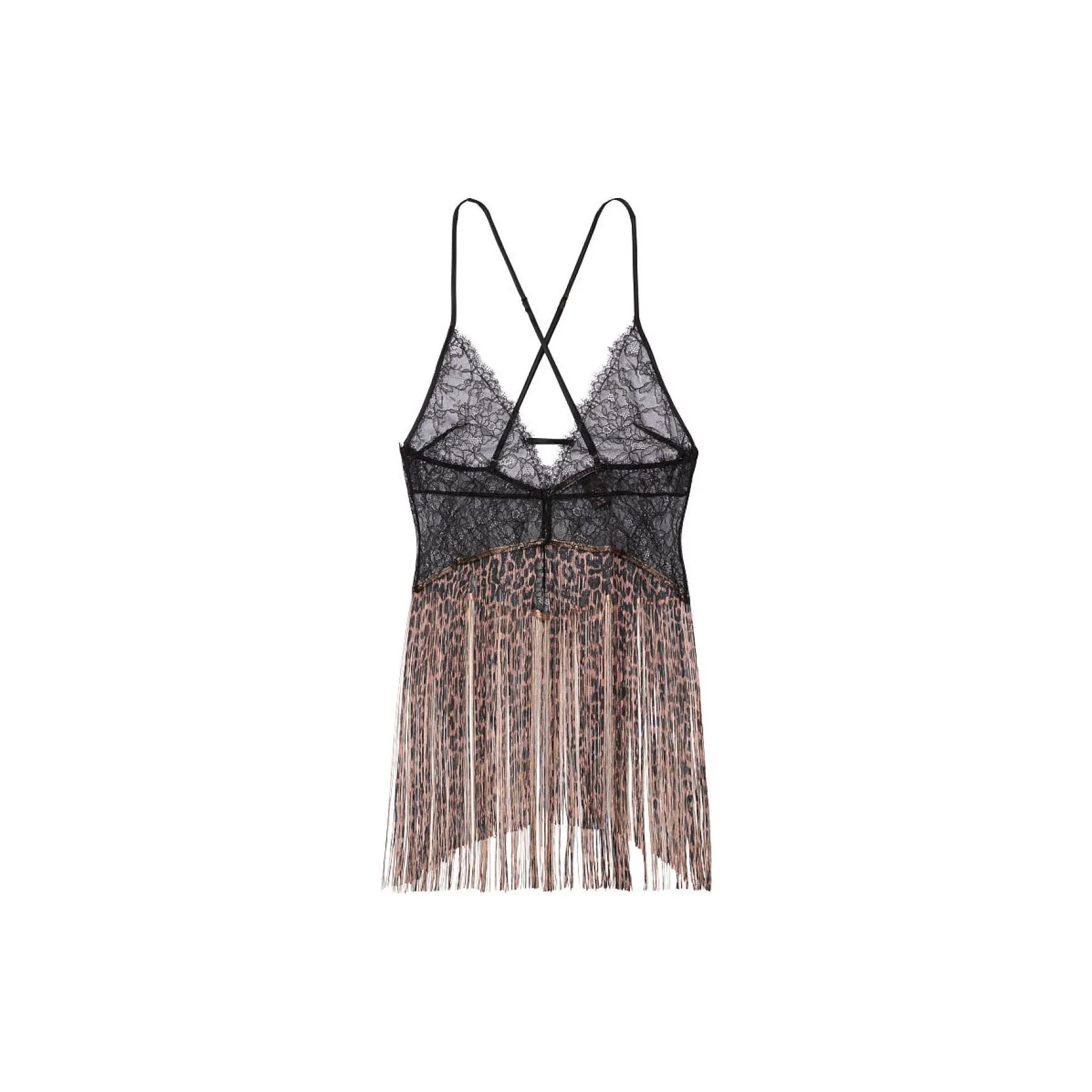 Victoria's Secret SEXY KI Nightgown Women's Black Leopard Print