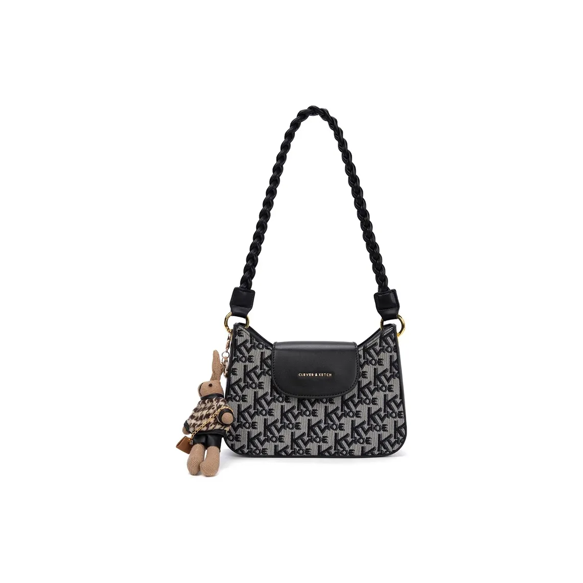 CLEVER& KETCH Embroidery Baguette Bag Shoulder Bag Regular Women's Black/Coffee/Khaki/Ecru/Gray White