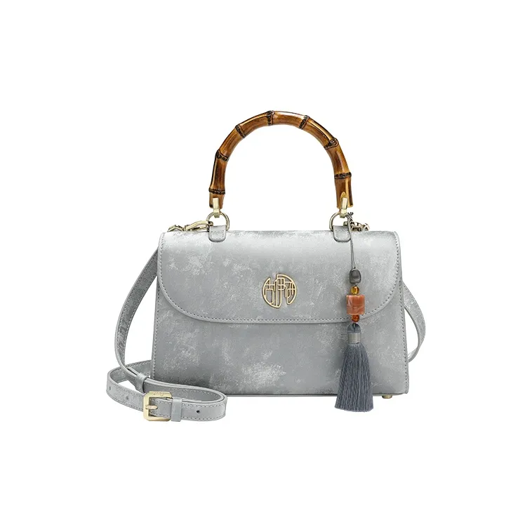 Ancient Yi Xi Коровья кожа Эксклюзивная Замша Чонсам Сумка через плечо Сумка Женская Frost Silver