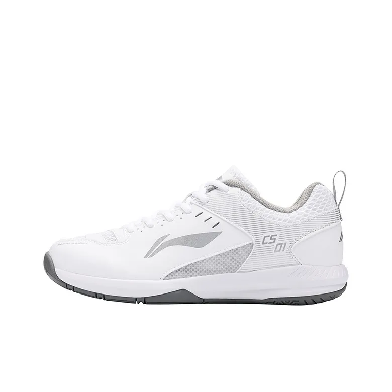 Подкладка Перо Амортизация Устойчивость к истиранию Дышащий Легкий Низкий топ Обувь для бадминтона Унисекс Белый Серебряный