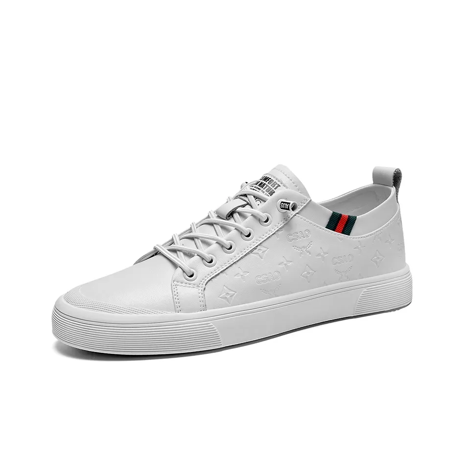 AOKANG Business White Sneakers Abrasion Resistant Low Top Casual Shoes Men's White