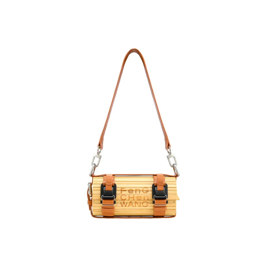 Feng Chen Wang Bamboo PU Cylinder Bag Shoulder Bag Crossbody Bag Small Size Unisex Brown