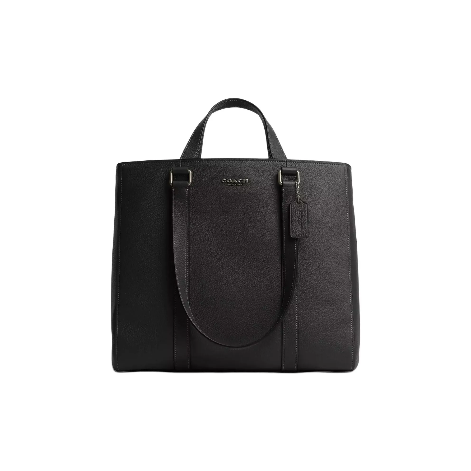 COACH Hudson Refined Pebbled Leather Tote Bag, Shopping Bag, Shoulder Bag, Handbag Tubas Men's Black