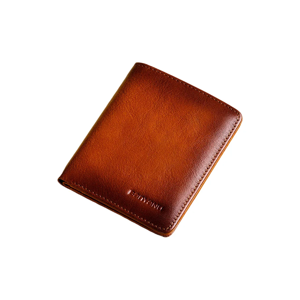 Banyanu Кошелек из крупнозернистой текстуры коровьей кожи стандартный мужской желто-коричневый кофейный серо-синий черный