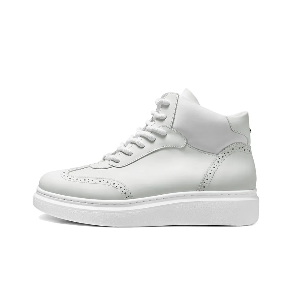 THOM WILLS Brock Embroidered White Sneakers High Top Skateboard Shoes Men's White