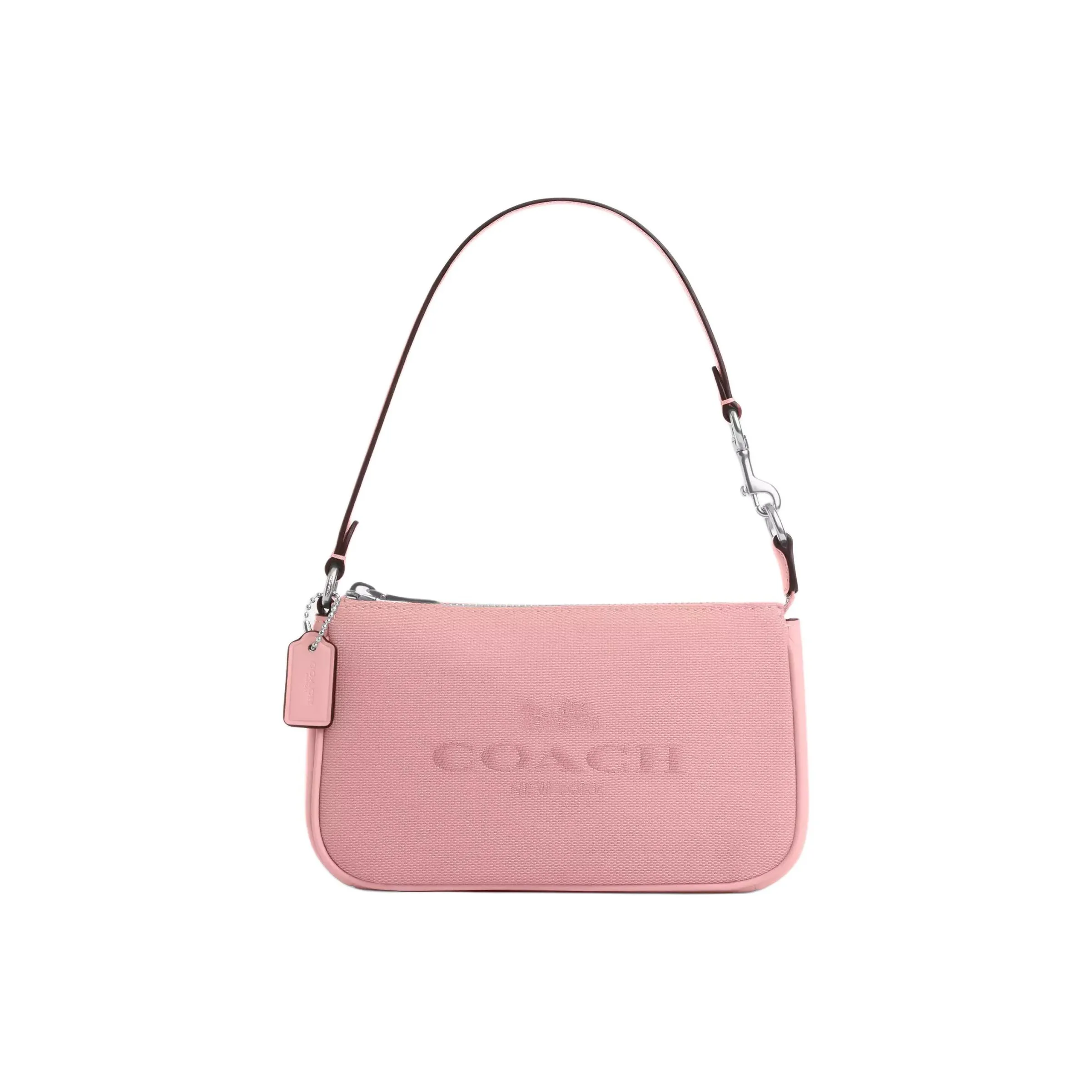 COACH Nolita Jacquard With Smooth Leather One Shoulder Handbags Small Size Women's Silver & Light Blush
