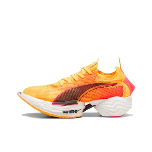 PUMA FAST R NITRO Элита 2 Беговые кроссовки Низкие Топ Солнце Glare/Закат Свечение/PUMA Белый Женские