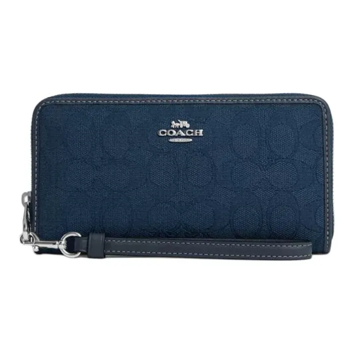 COACH Коровья кожа Кошелек Маленький Женский Серебряный и Джинсовый Синий