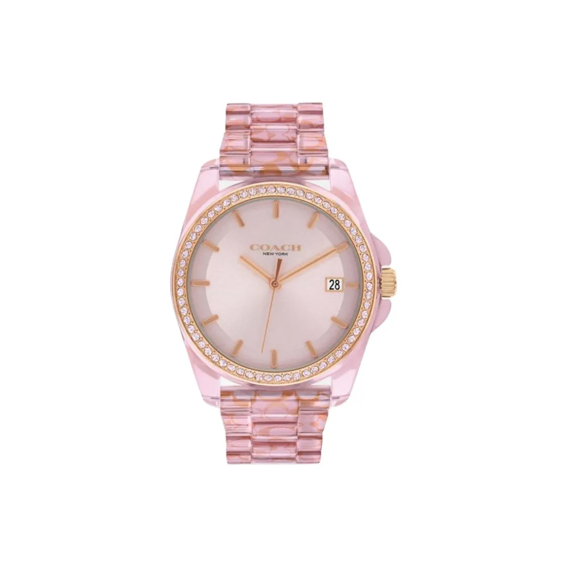 COACH Кварцевые часы ацетатный ремешок 36 мм розовый циферблат унисекс