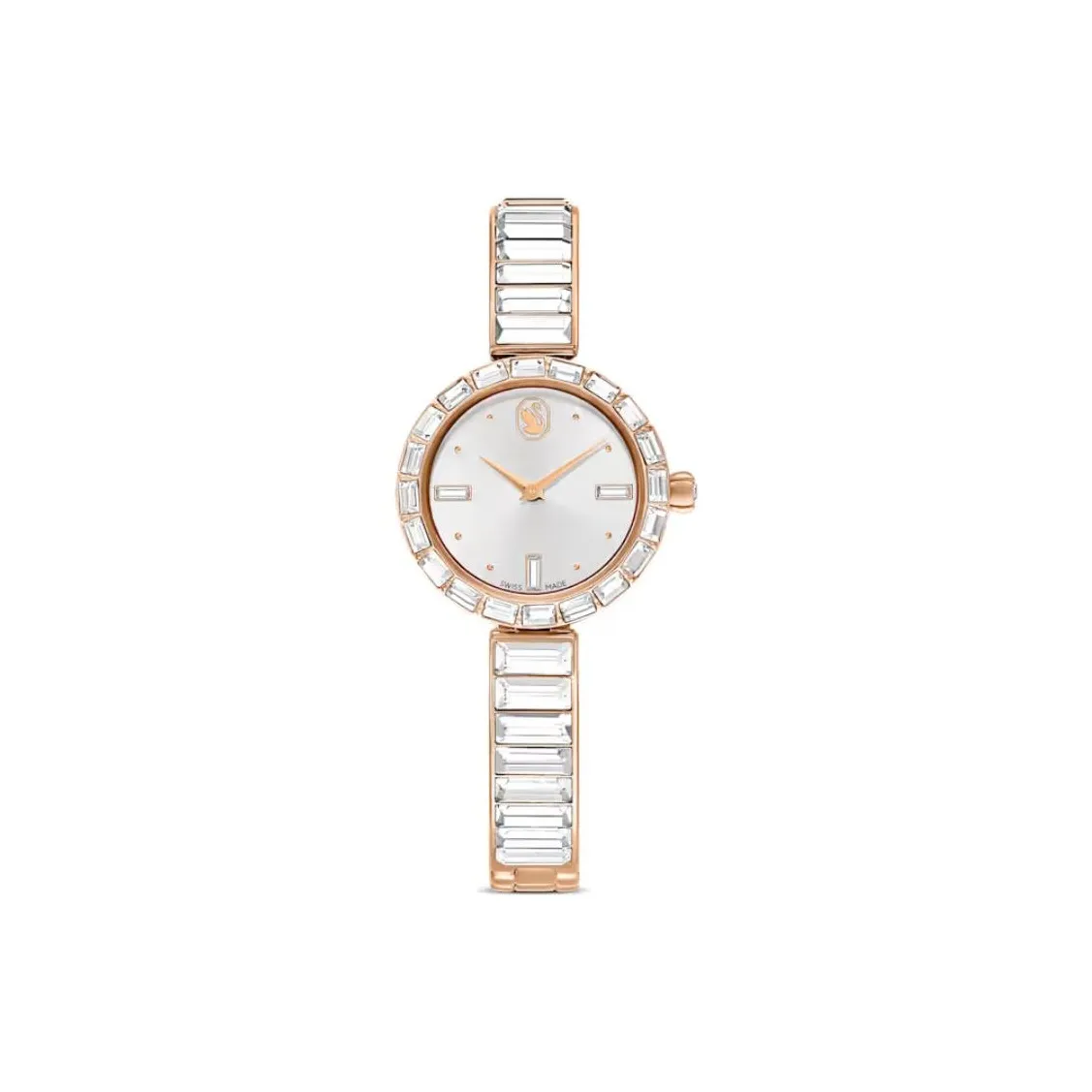 Swarovski Matrix Bangle Collection Наручные часы Кварцевый механизм Металлический ремешок 25 мм Белый циферблат Женские часы