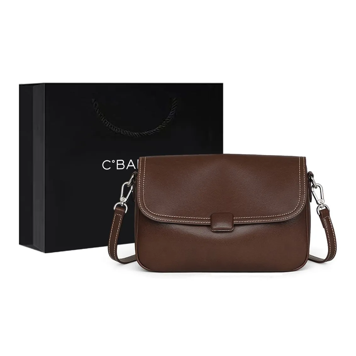 C°BANNER Коровья кожа Сумка через плечо Сумка на плечо Маленькая квадратная сумка Стандартная Женская Кофейная Черная Экрю