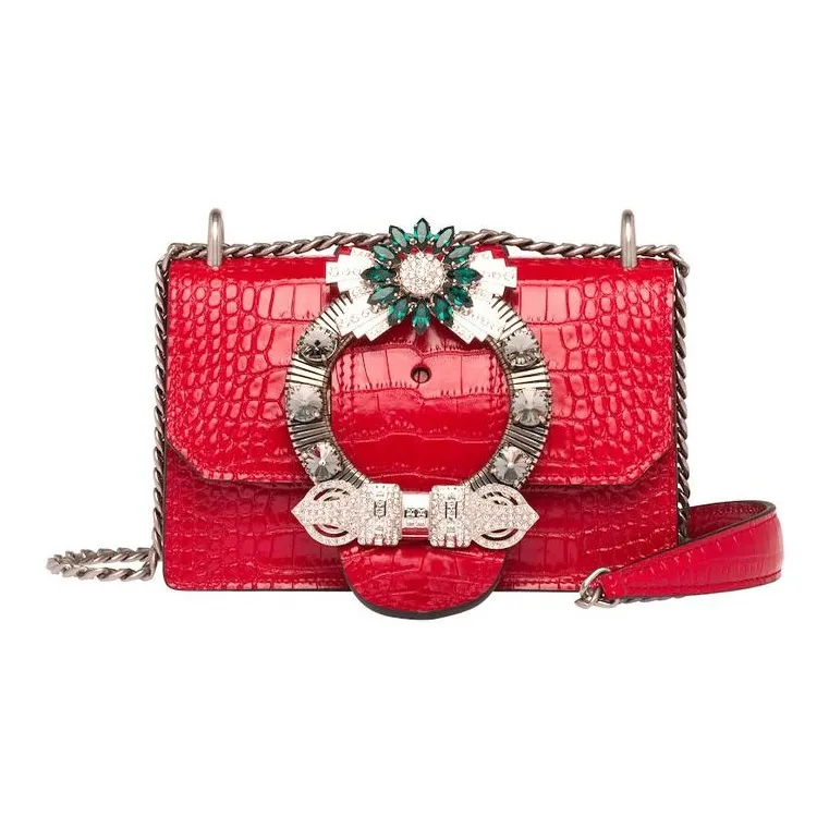 MIU MIU Leather Handbag, Crossbody Bag, Shoulder Bag Women's Red