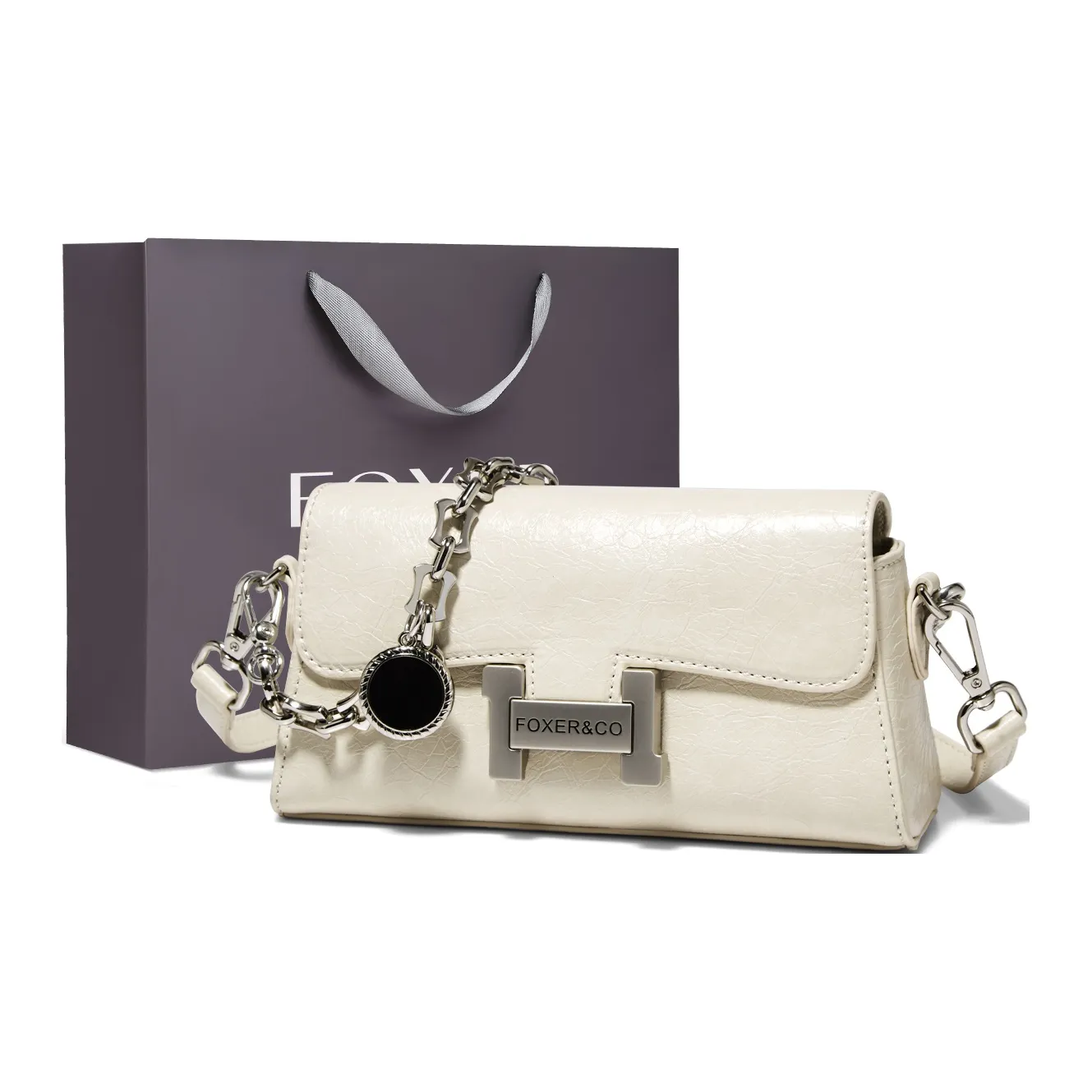 FOXER Синтетическая кожа Практичная сумка через плечо Маленькая Женская Кремово-белая