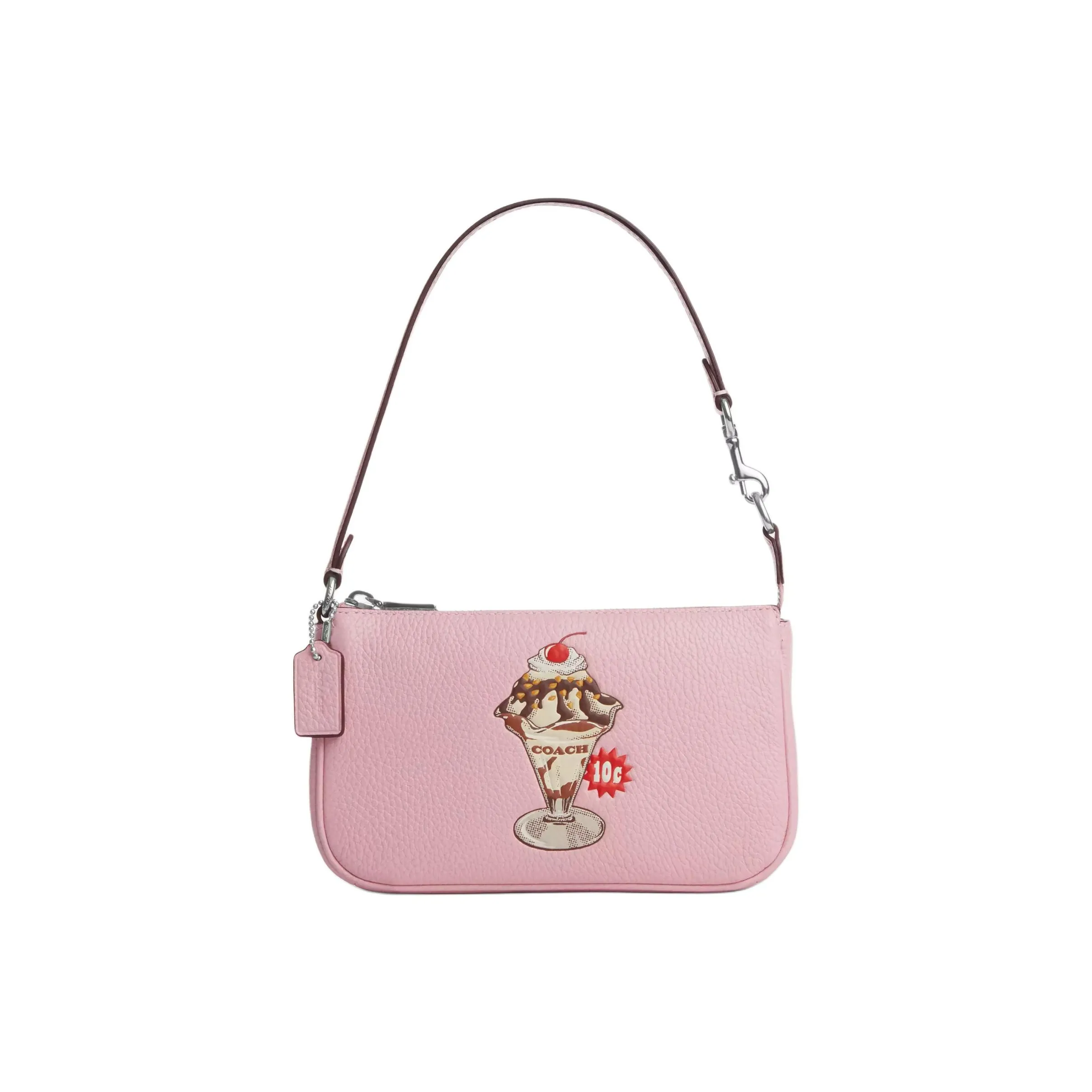 COACH Nolita Утонченная кожа галечная сумка маленькая женская цвет вишневый цветок розовый