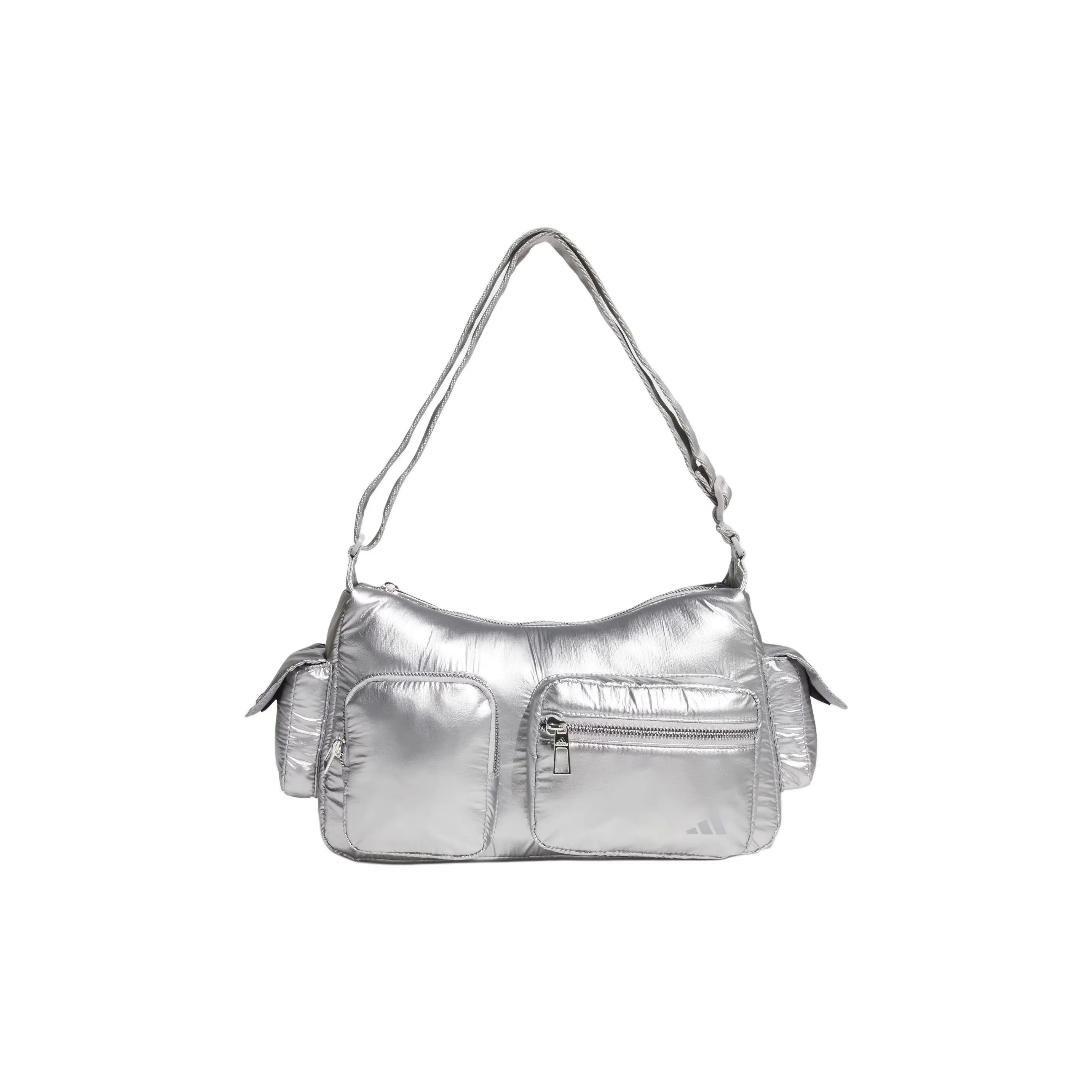 Adidas Polyurethane Handbag, Shoulder Bag Regular Women's Metallic Silver