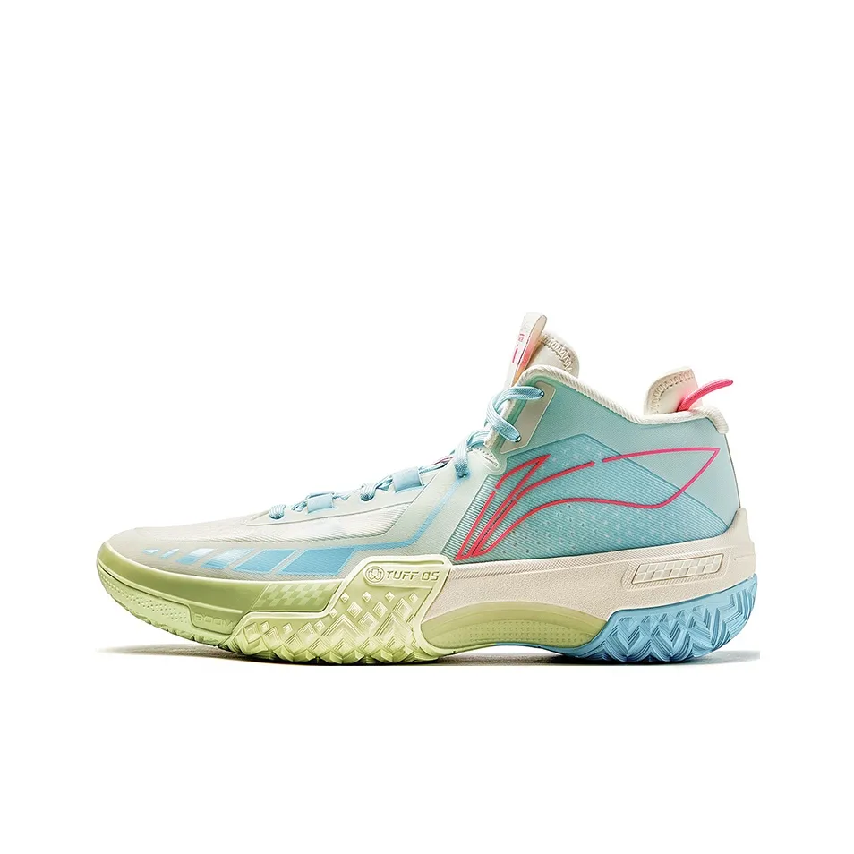 LINING Shudder Basketball Shoes Men's Mid Top Ecru