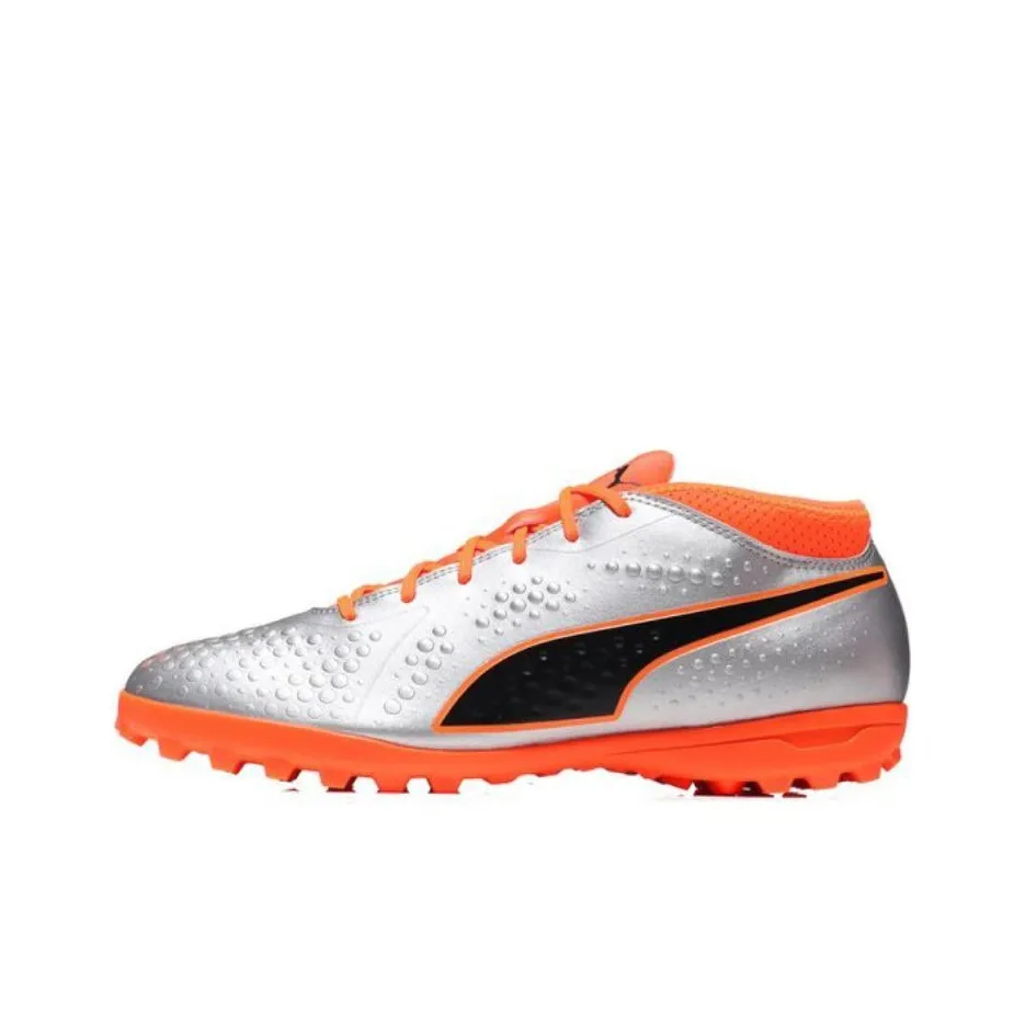 PUMA One 4 TT Шипы Футбольные бутсы Мужские Серебряный Оранжевый Черный
