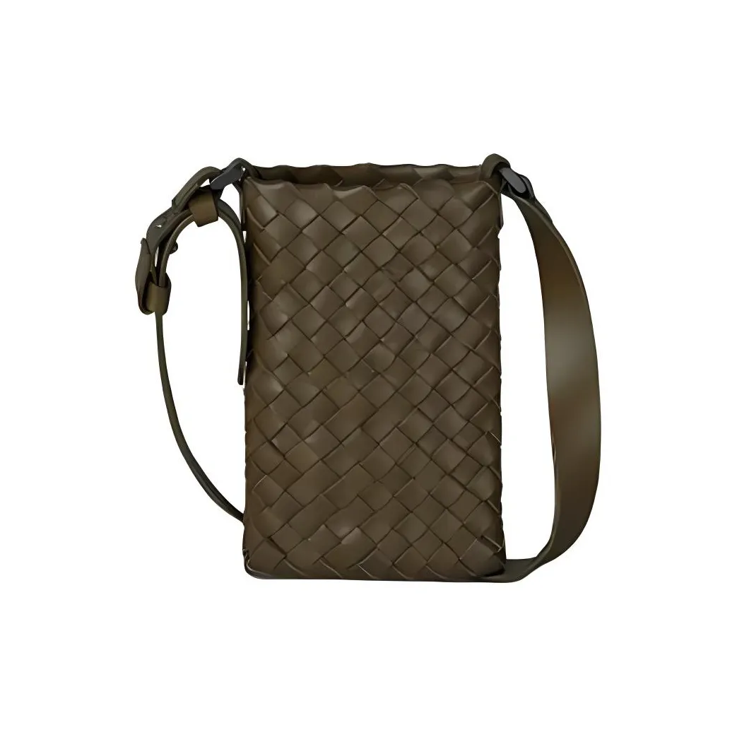 Bottega Veneta Cow Leather One Shoulder Crossbody Cell Phone Pouch Men's Green