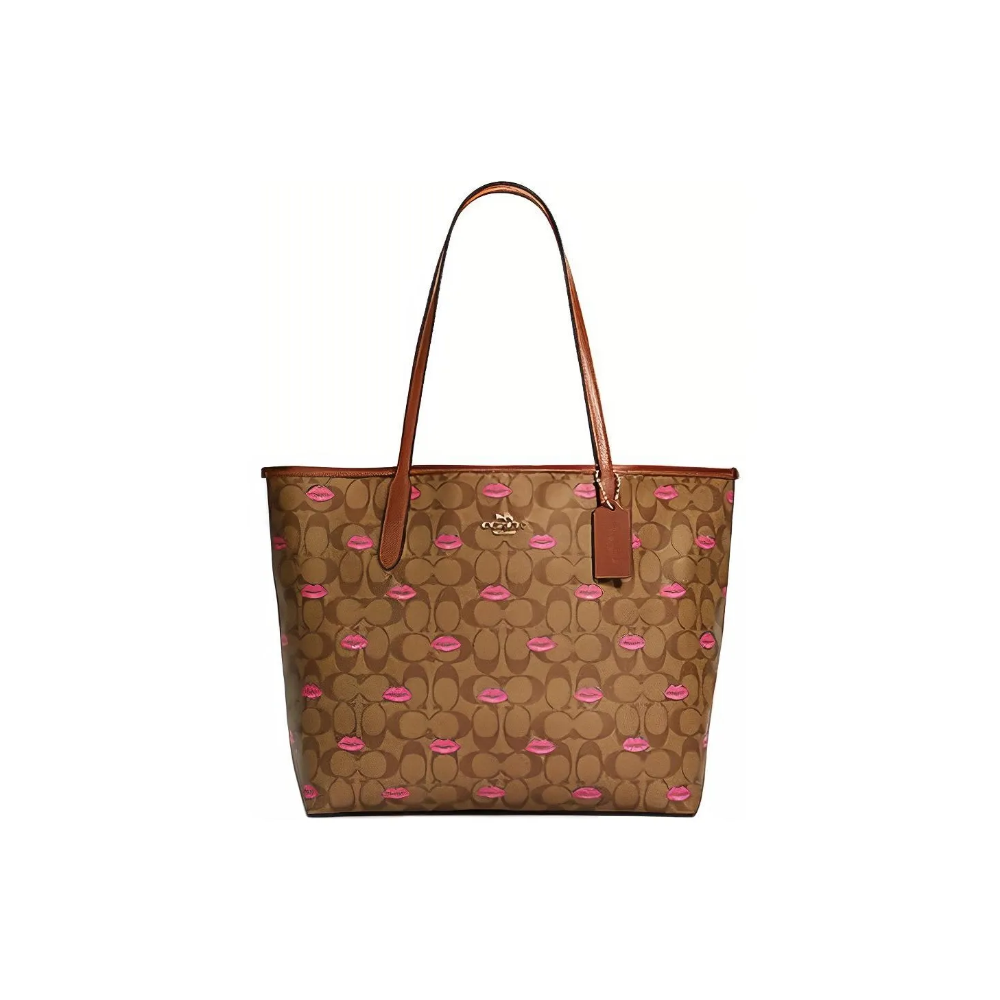 COACH City Canvas с кожаными вставками тоут сумка сумка для покупок сумка через плечо женская кофе