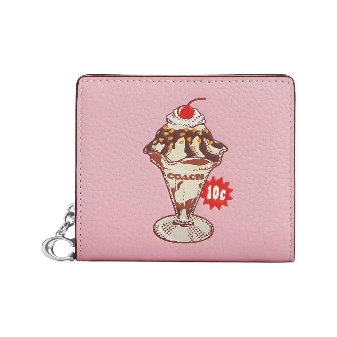 COACH Snap Wallet Галечная кожа Кошелек Мини Женский Вишневый цветок Розовый