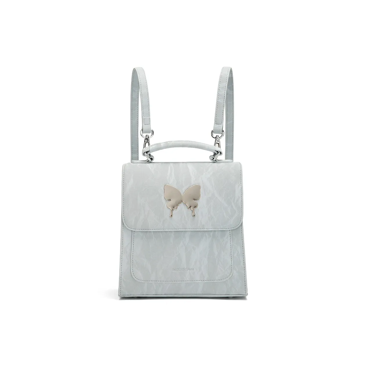 MEXICAN Polyurethane Handbag, Backpack, Travel Backpack Regular Women's Gray Blue/Light Apricot/Silver Gray