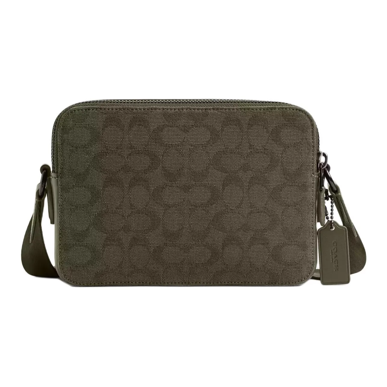 COACH Charter ICONIC Холст Jacquard Телячья кожа Сумка через плечо Средняя Мужская Армейский зеленый