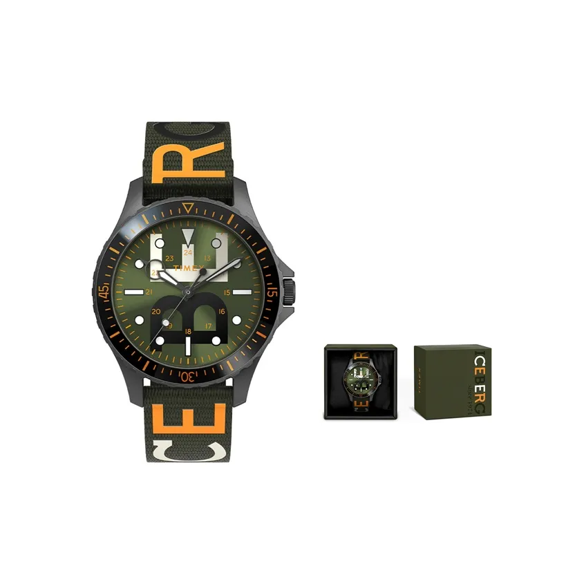 TIMEX Наручные часы Кварцевый механизм Холст Ткань Ремешок 38 мм Зеленый циферблат Унисекс