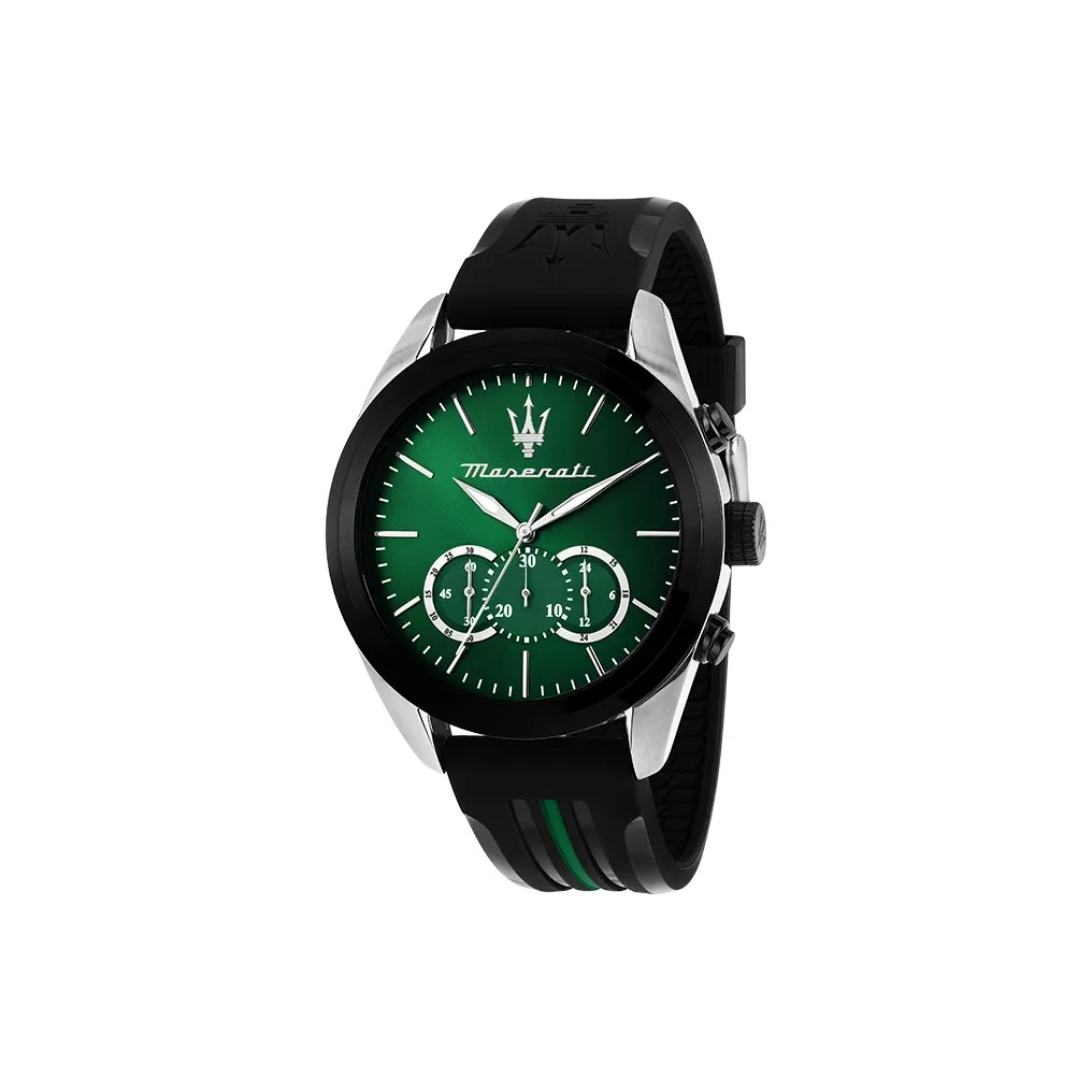 Maserati Мужские часы Кварцевый механизм Стальной пластиковый ремешок Зеленый циферблат