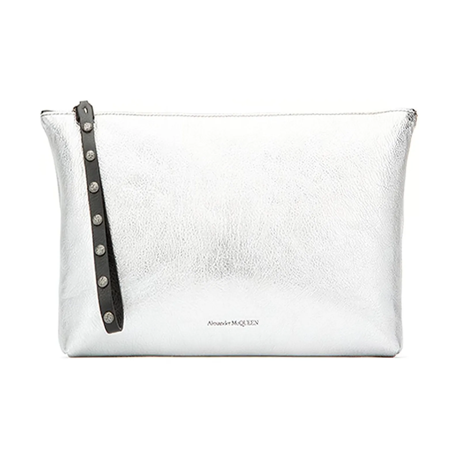 Alexander McQueen Cow Leather Clutch Unisex Silver