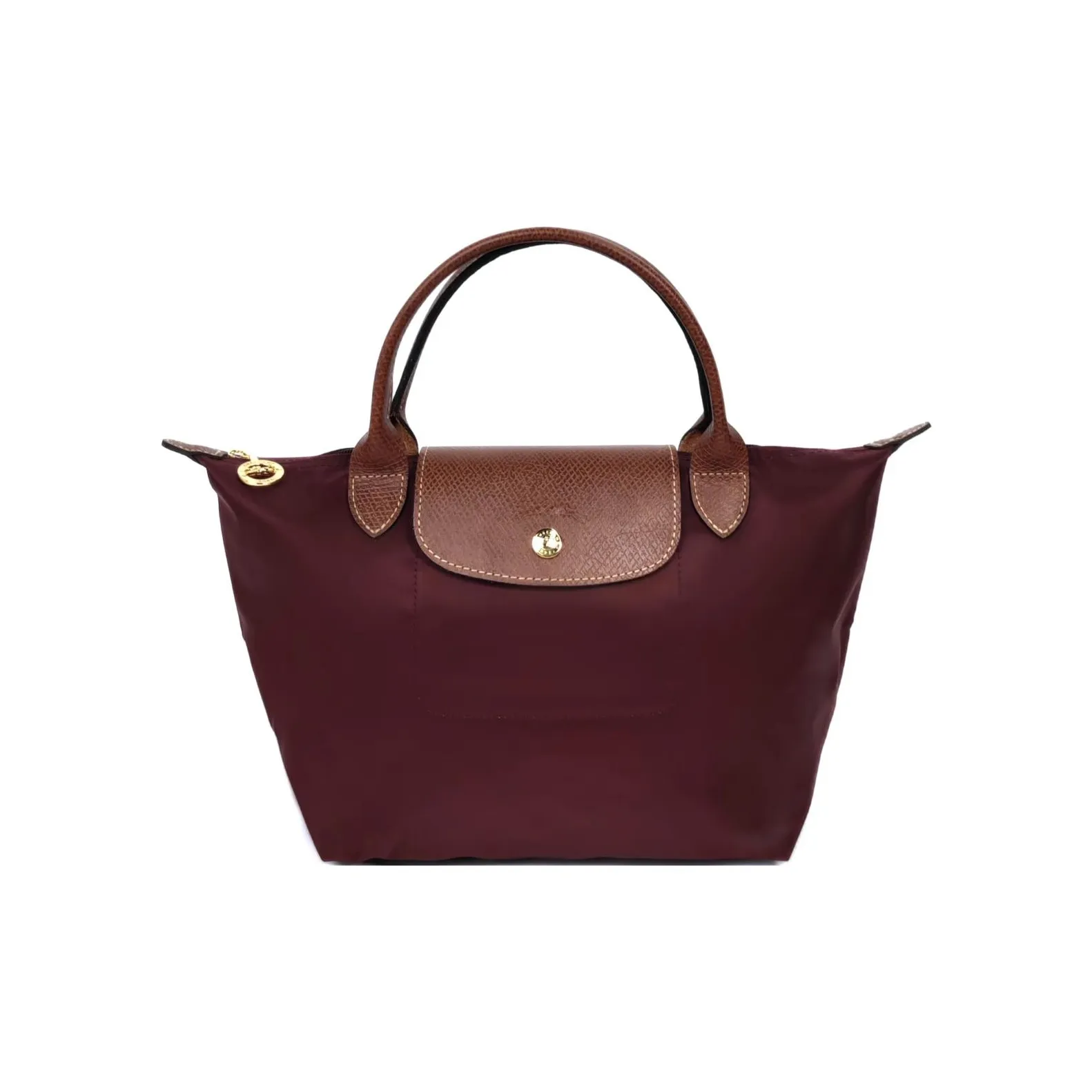 LONGCHAMP Le Pliage Полиамид Холст Кожа Сумка-пельмени Сумка Маленькая Женская Коричневая