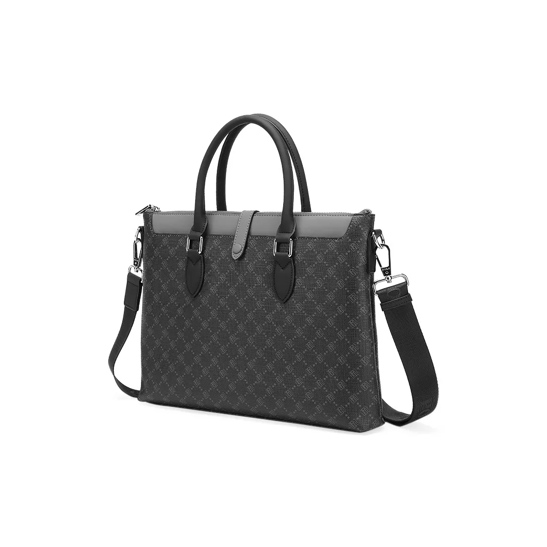 POLO PVC Synthetic Leather 15 Inch Laptop Bag, Handbag, Men's Crossbody Bag Briefcase Tubas Men's Black