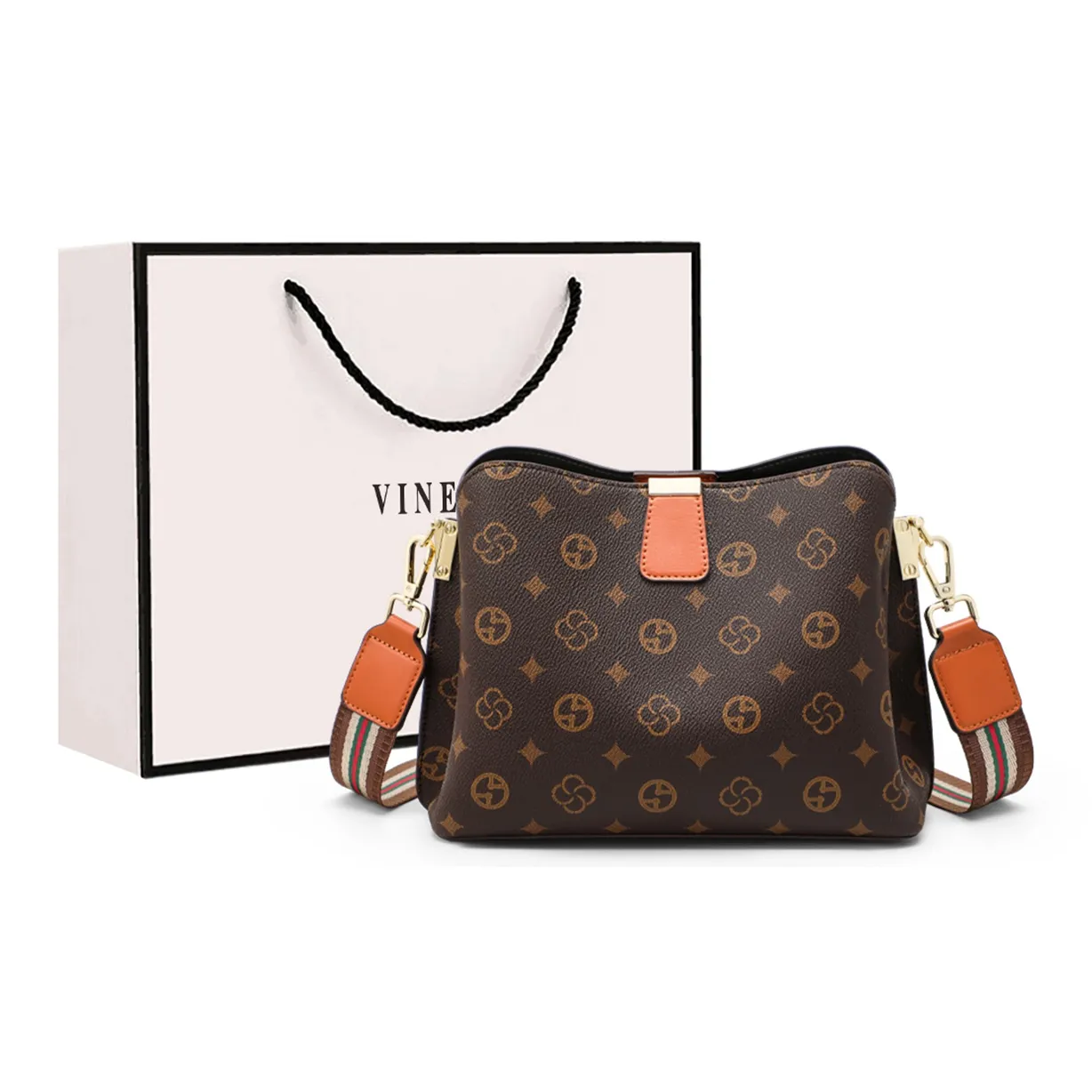 VINEY Сумка через плечо из синтетической кожи ведрообразная сумка стандартная женская кофейного цвета