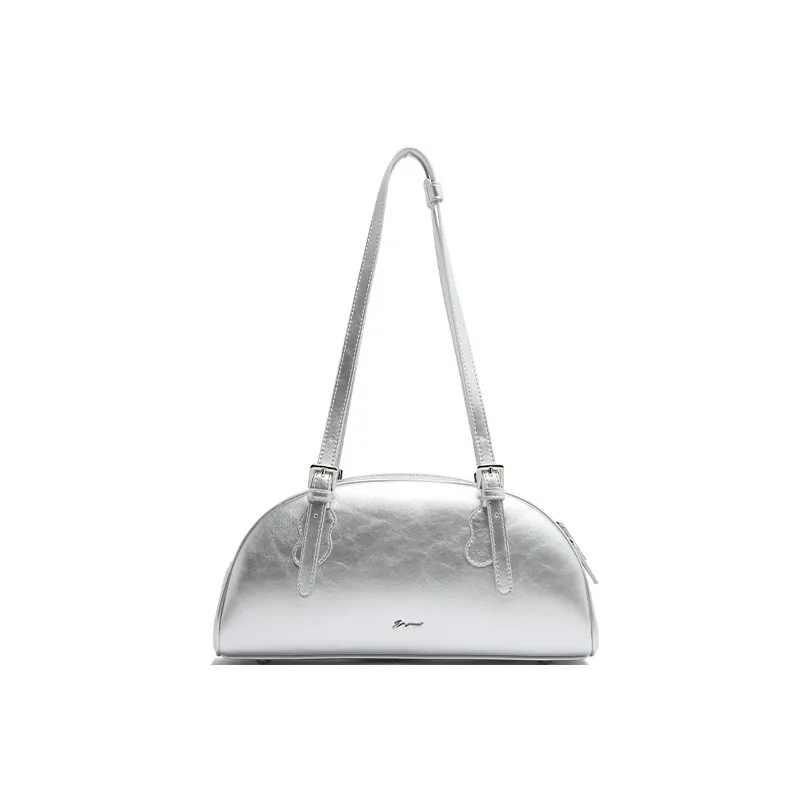 MICOCAH PU Dome Bag, Portable Crossbody Bag, Shoulder Bag Women's Glacier Silver/Cheese Yellow/Ice Mist Pink