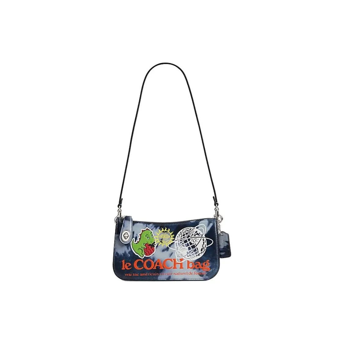COACH Penn Cow Leather Crossbody Bag Shoulder Bag Small Size Women's Navy