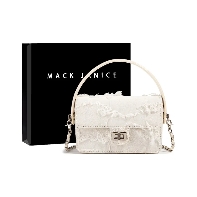 MACKJANICE Polyurethane Synthetic Leather Handbag, Crossbody Bag Regular Women's Fringe White